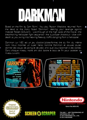 Darkman (Europe) box cover back